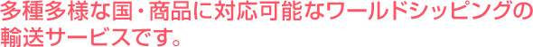 多種多様な国・商品に対応可能なワールドシッピングの輸送サービスです。